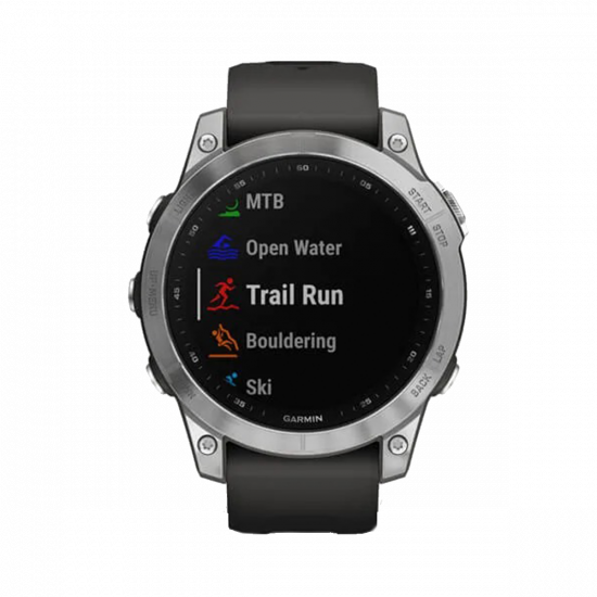 Garmin Fenix 7 Standard Edition (47 mm) – Silber mit Graphitband