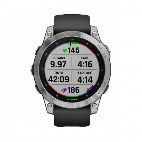 Garmin Fenix 7 Standard Edition (47 mm) – Silber mit Graphitband