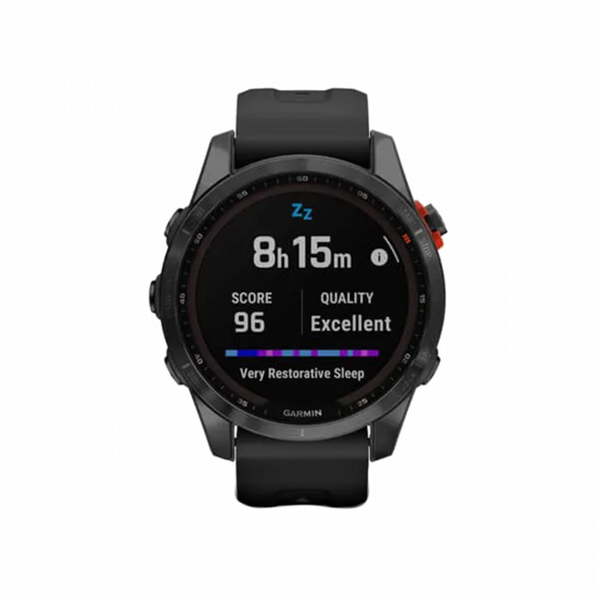 Garmin Fenix 7S Solar Edition (42 mm) – Schiefergrau mit schwarzem Band