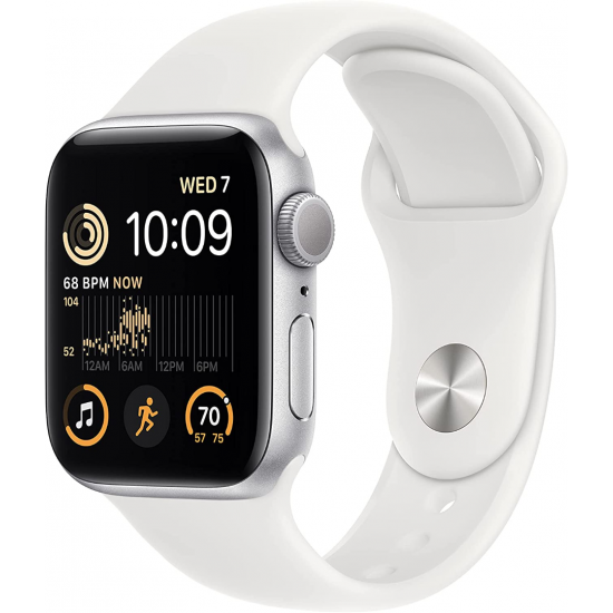 Dimprice Apple Watch SE 2022 2. Generation GPS 40 mm Silbernes Aluminiumgehause mit weiBem Sportarmband M L